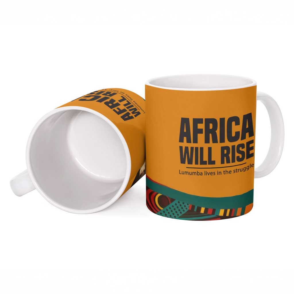 Patrice Lumumba Ceramic Mug with Profile Portrait and Bold Africa Will Rise Statement - African Pride