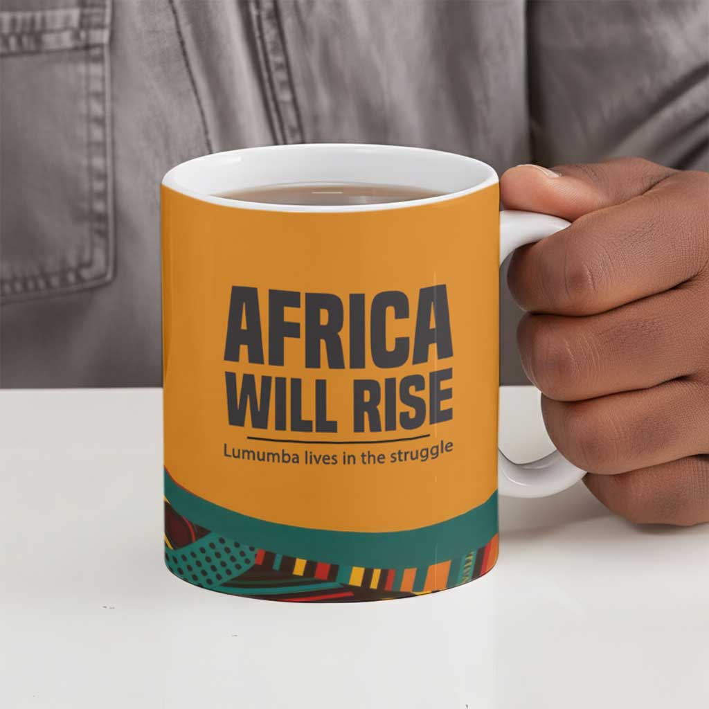 Patrice Lumumba Ceramic Mug with Profile Portrait and Bold Africa Will Rise Statement - African Pride