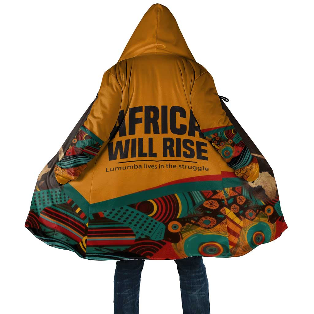 Patrice Lumumba Cloak with Profile Portrait and Bold Africa Will Rise Statement - African Pride