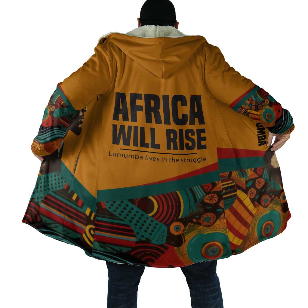 Patrice Lumumba Cloak with Profile Portrait and Bold Africa Will Rise Statement - African Pride