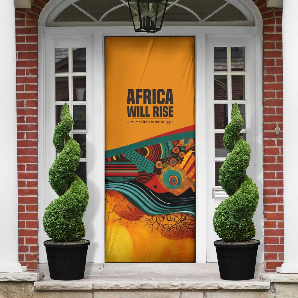 Patrice Lumumba Door Cover with Profile Portrait and Bold Africa Will Rise Statement - African Pride