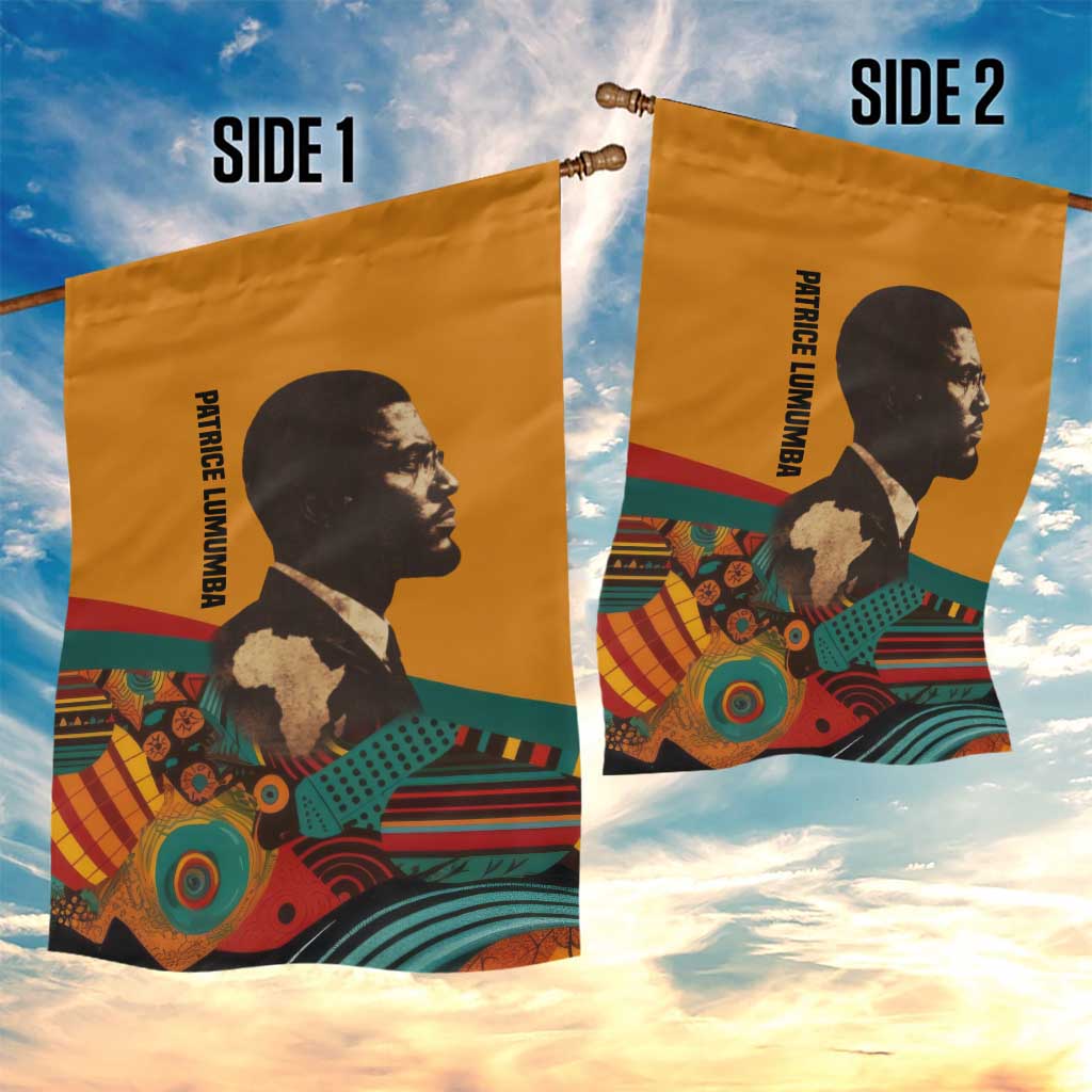 Patrice Lumumba Garden Flag with Profile Portrait and Bold Africa Will Rise Statement - African Pride