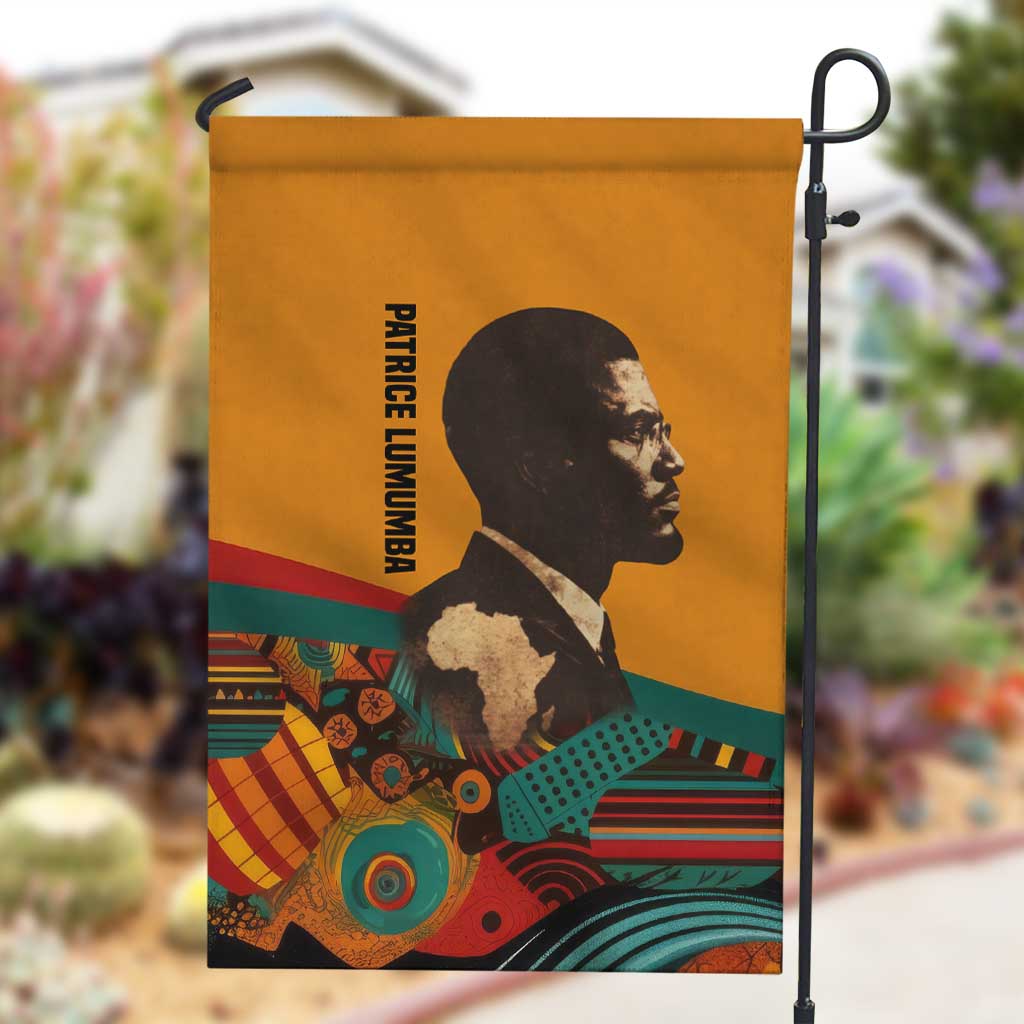 Patrice Lumumba Garden Flag with Profile Portrait and Bold Africa Will Rise Statement - African Pride