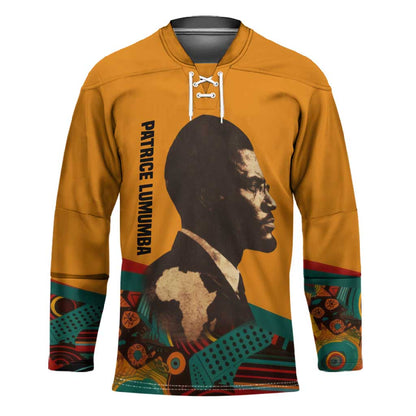 Patrice Lumumba Hockey Jersey with Profile Portrait and Bold Africa Will Rise Statement - African Pride