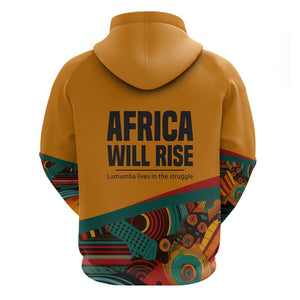 Patrice Lumumba Hoodie with Profile Portrait and Bold Africa Will Rise Statement - African Pride