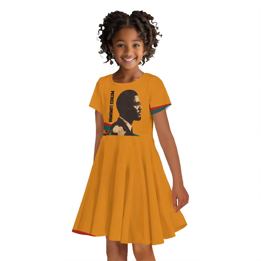 Patrice Lumumba Kid Short Sleeve Dress with Profile Portrait and Bold Africa Will Rise Statement - African Pride