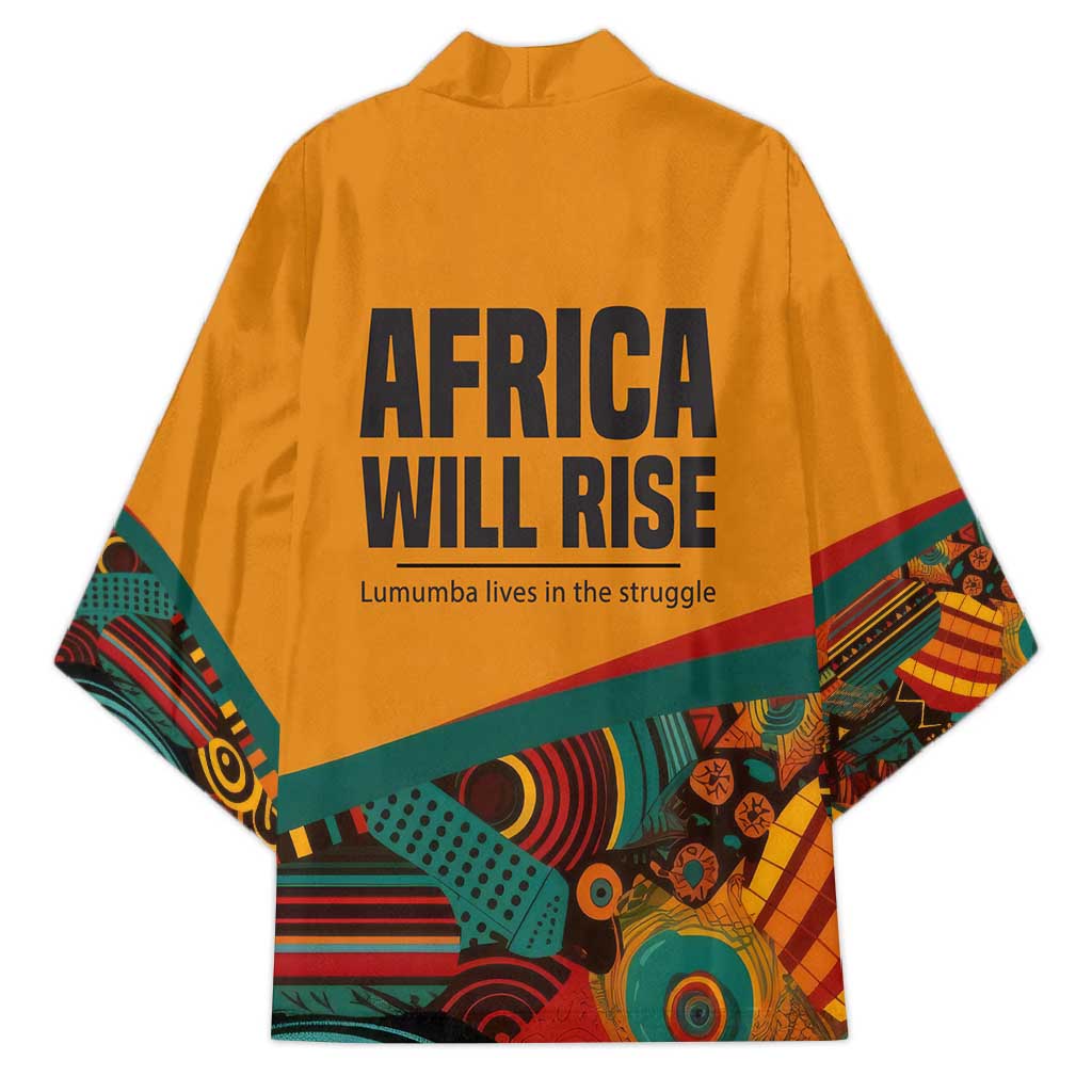 Patrice Lumumba Kimono with Profile Portrait and Bold Africa Will Rise Statement - African Pride