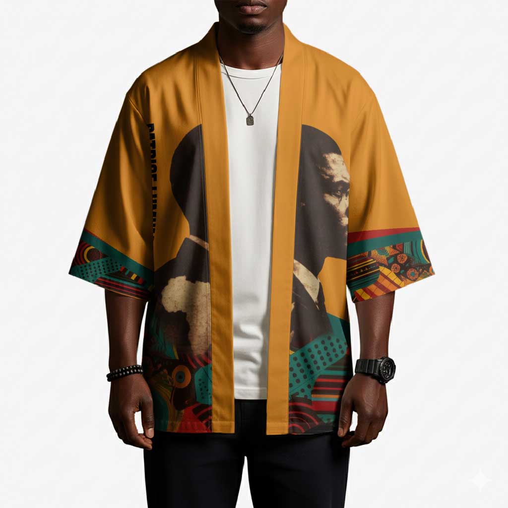 Patrice Lumumba Kimono with Profile Portrait and Bold Africa Will Rise Statement - African Pride