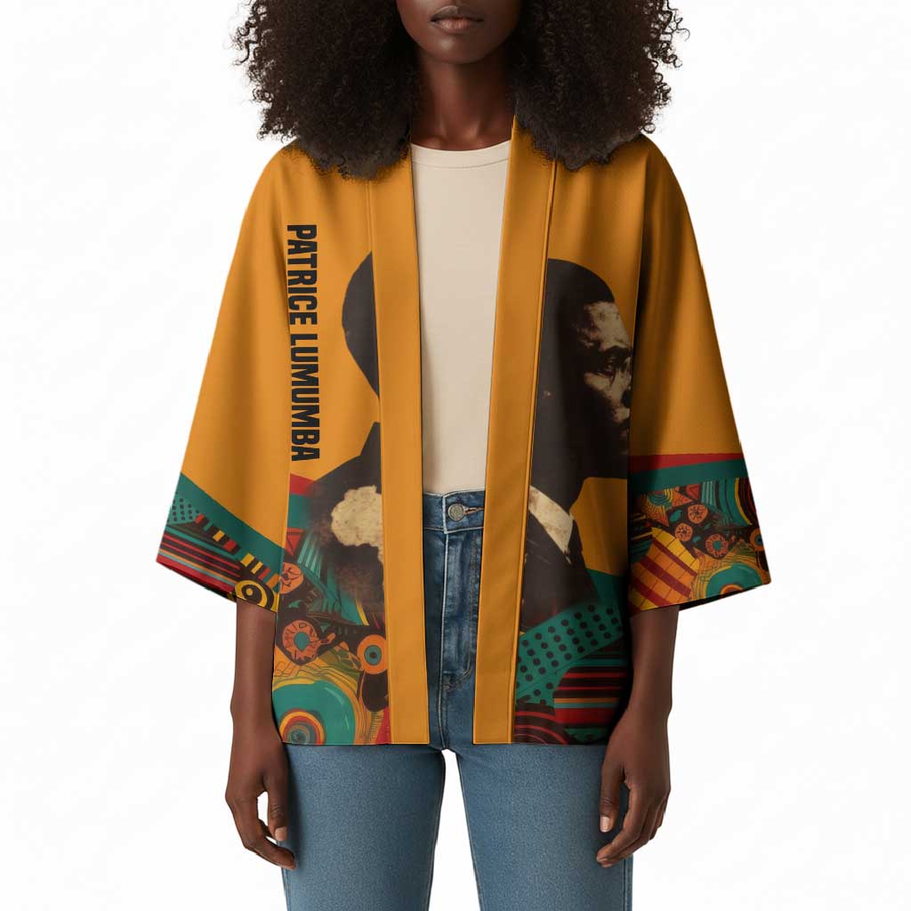 Patrice Lumumba Kimono with Profile Portrait and Bold Africa Will Rise Statement - African Pride