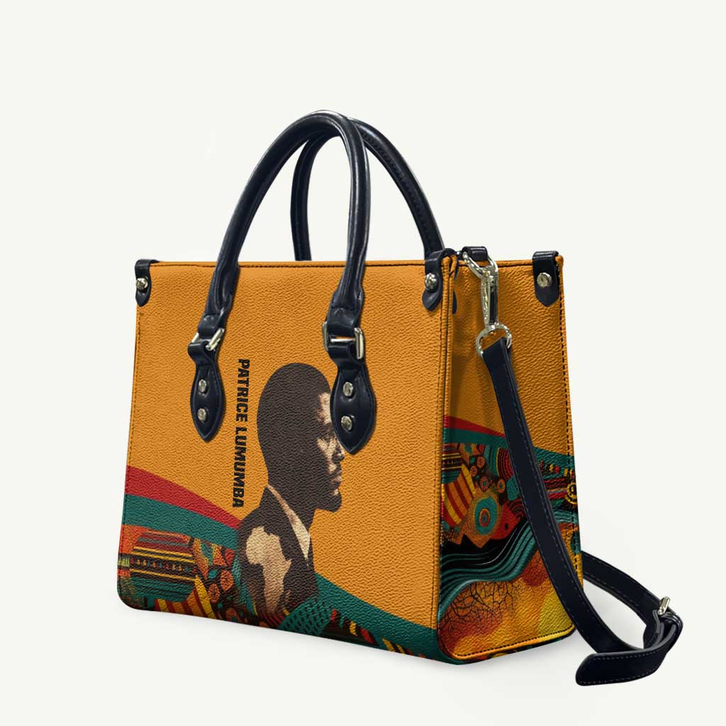 Patrice Lumumba Leather Bag with Profile Portrait and Bold Africa Will Rise Statement - African Pride