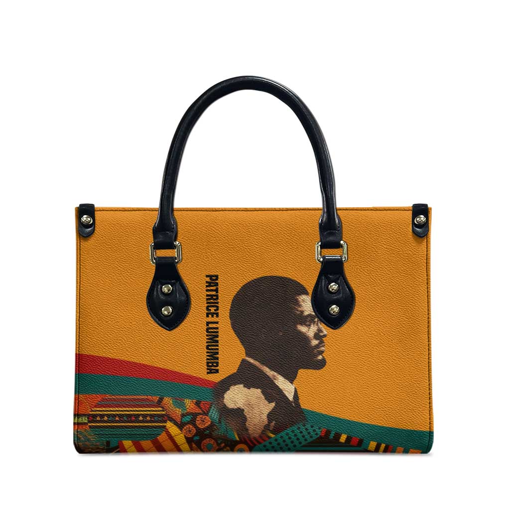 Patrice Lumumba Leather Bag with Profile Portrait and Bold Africa Will Rise Statement - African Pride