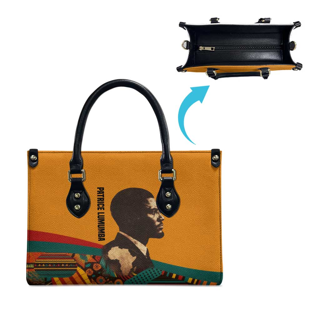Patrice Lumumba Leather Bag with Profile Portrait and Bold Africa Will Rise Statement - African Pride