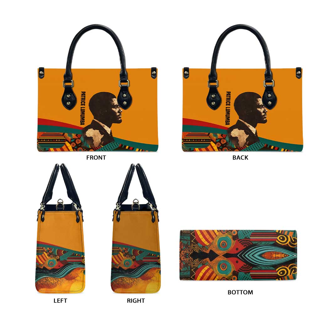 Patrice Lumumba Leather Bag with Profile Portrait and Bold Africa Will Rise Statement - African Pride