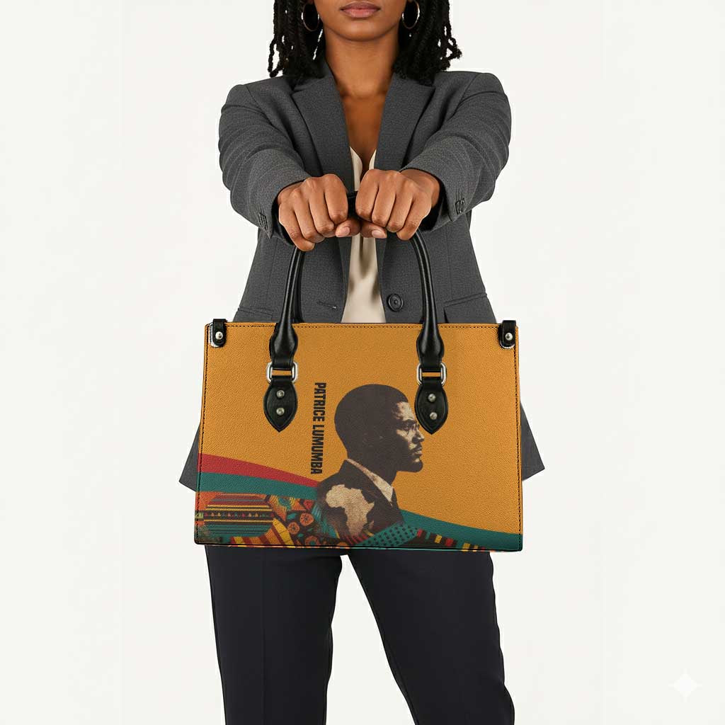 Patrice Lumumba Leather Bag with Profile Portrait and Bold Africa Will Rise Statement - African Pride