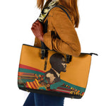 Patrice Lumumba Leather Tote Bag with Profile Portrait and Bold Africa Will Rise Statement - African Pride
