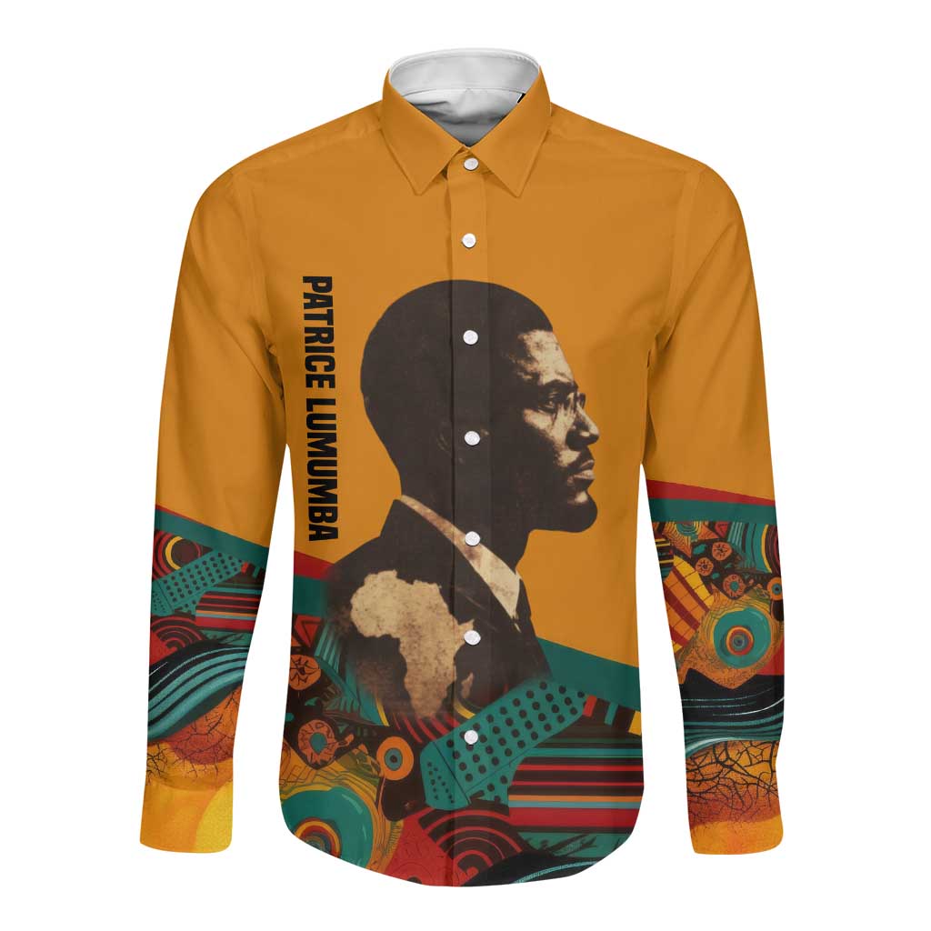 Patrice Lumumba Long Sleeve Button Shirt with Profile Portrait and Bold Africa Will Rise Statement - African Pride