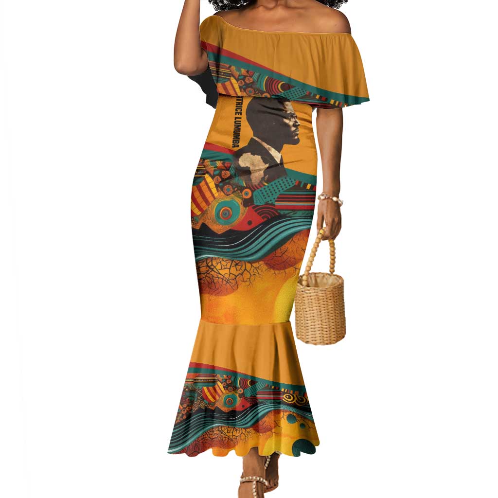 Patrice Lumumba Mermaid Dress with Profile Portrait and Bold Africa Will Rise Statement - African Pride