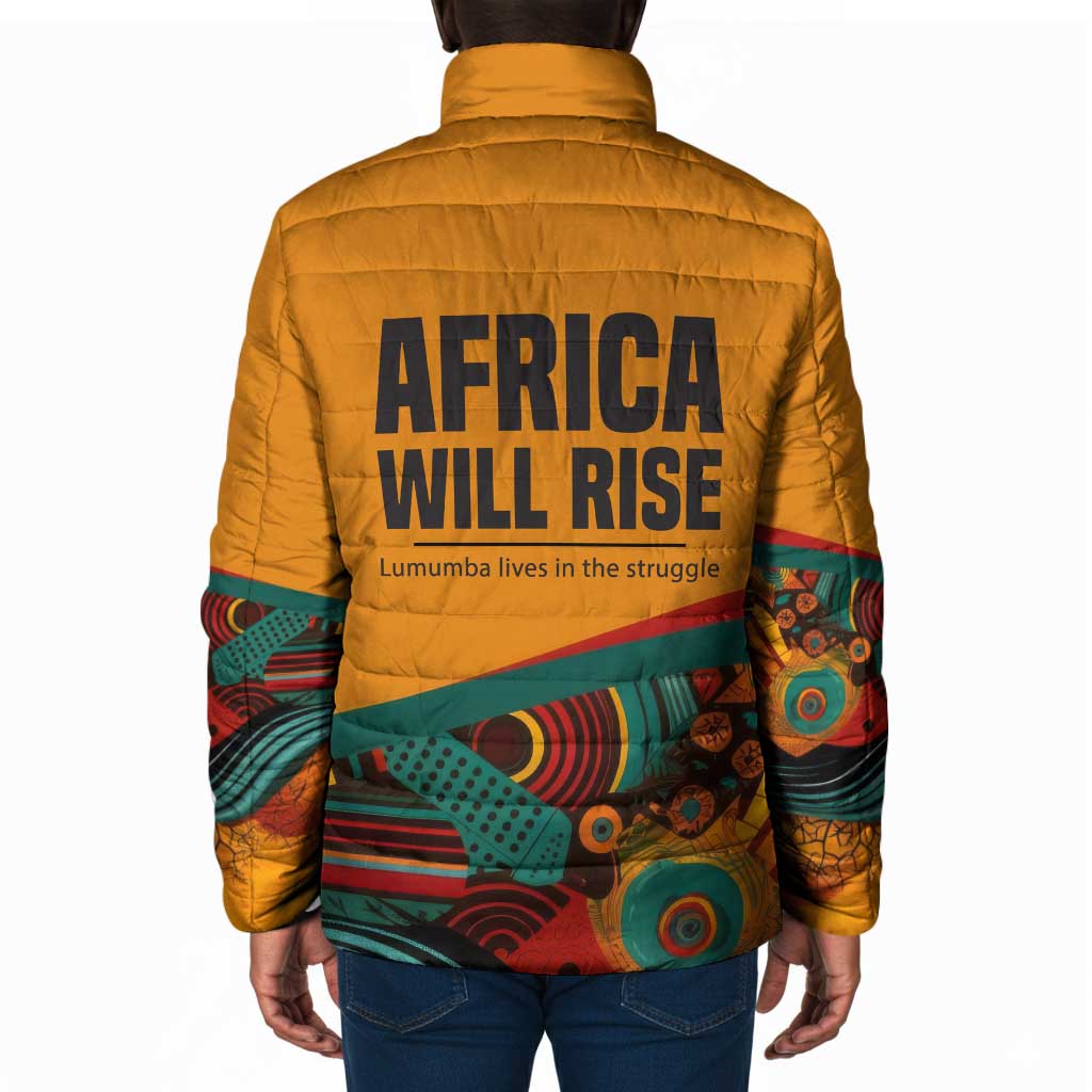 Patrice Lumumba Padded Jacket with Profile Portrait and Bold Africa Will Rise Statement - African Pride