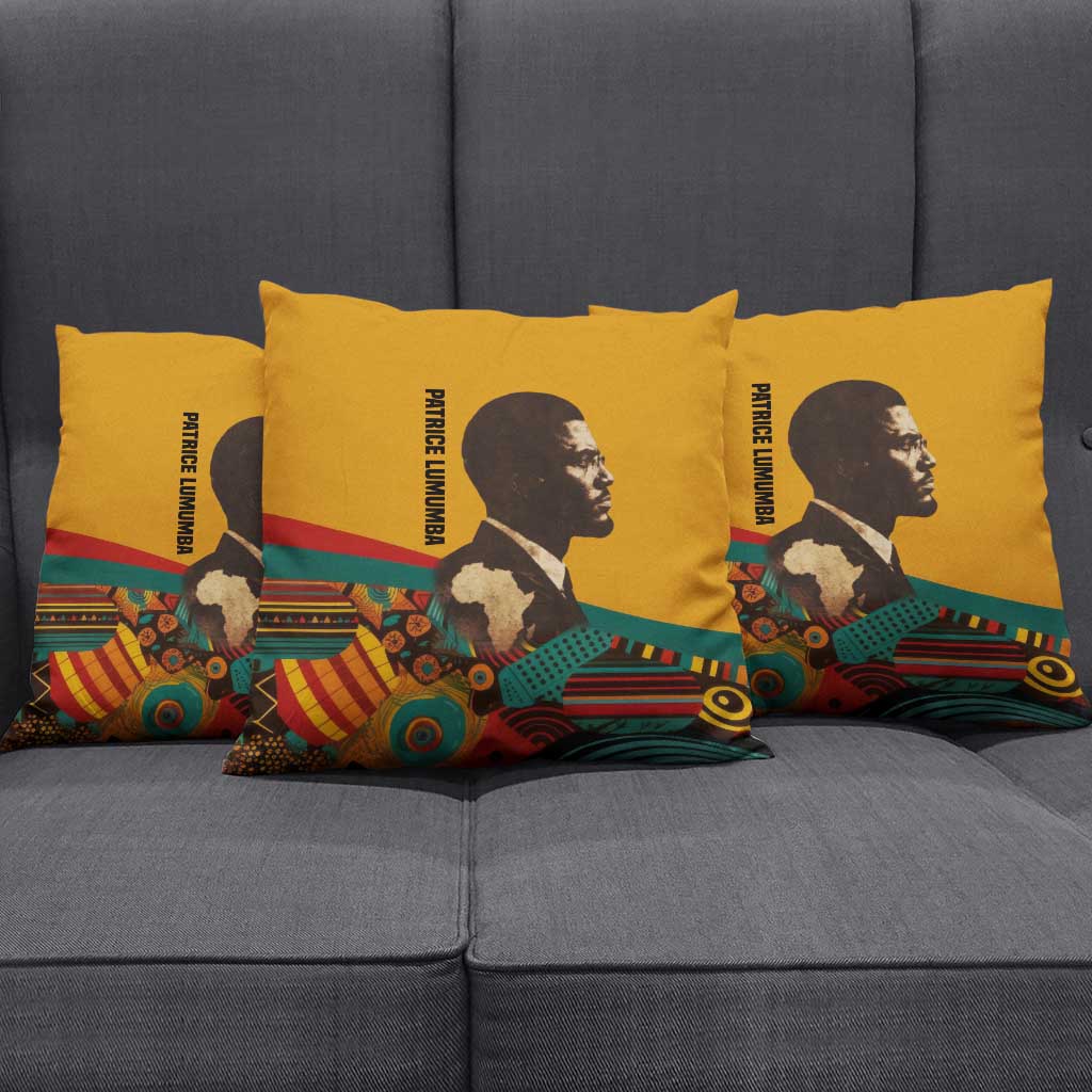 Patrice Lumumba Pillow Cover with Profile Portrait and Bold Africa Will Rise Statement - African Pride