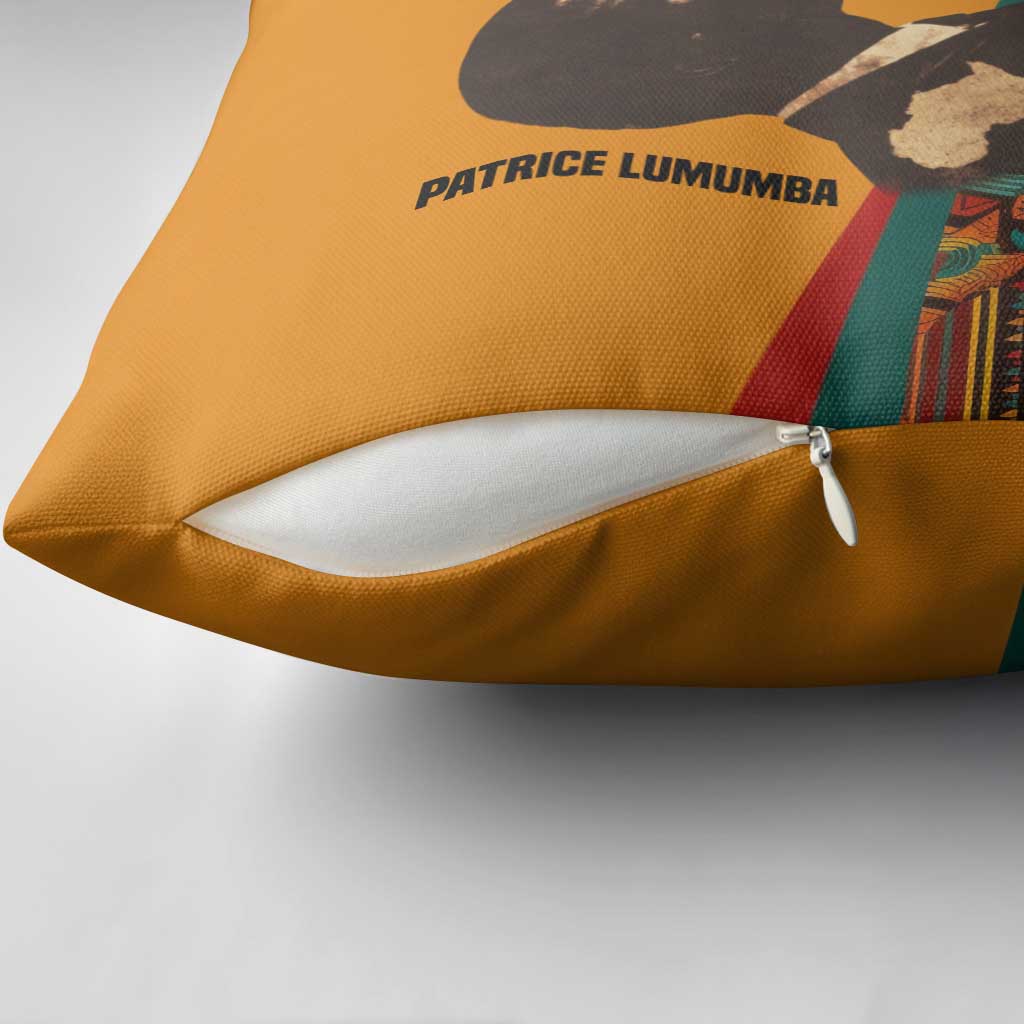 Patrice Lumumba Pillow Cover with Profile Portrait and Bold Africa Will Rise Statement - African Pride