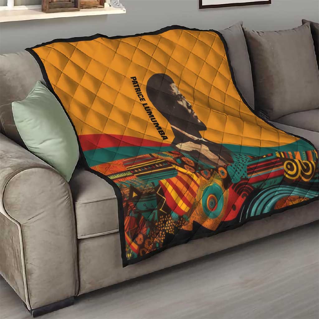 Patrice Lumumba Quilt with Profile Portrait and Bold Africa Will Rise Statement - African Pride