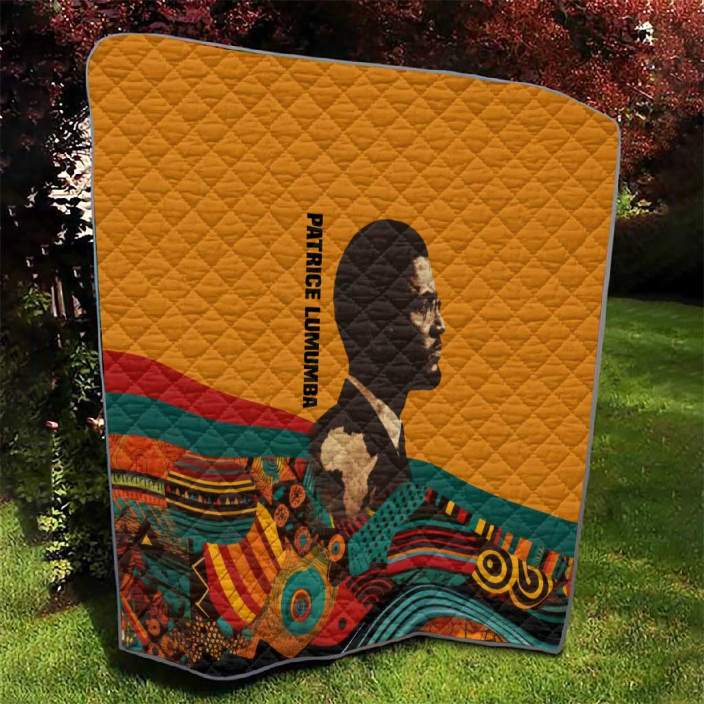 Patrice Lumumba Quilt with Profile Portrait and Bold Africa Will Rise Statement - African Pride