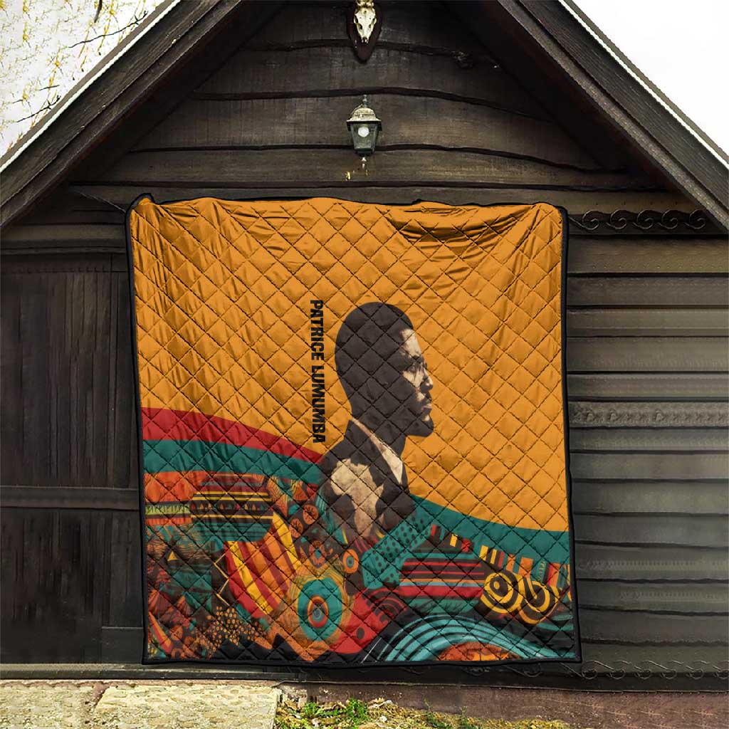 Patrice Lumumba Quilt with Profile Portrait and Bold Africa Will Rise Statement - African Pride