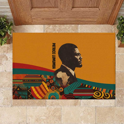 Patrice Lumumba Rubber Doormat with Profile Portrait and Bold Africa Will Rise Statement - African Pride