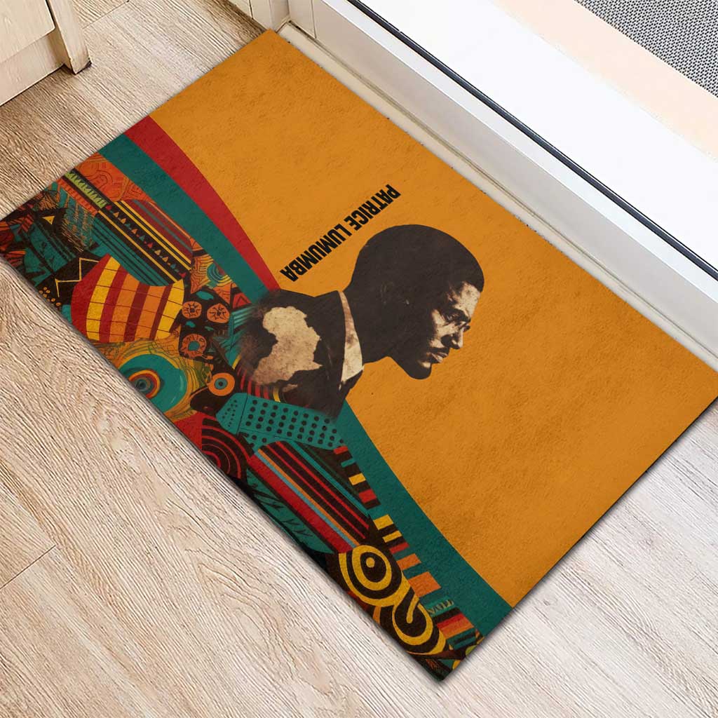 Patrice Lumumba Rubber Doormat with Profile Portrait and Bold Africa Will Rise Statement - African Pride