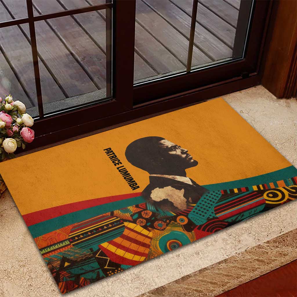 Patrice Lumumba Rubber Doormat with Profile Portrait and Bold Africa Will Rise Statement - African Pride