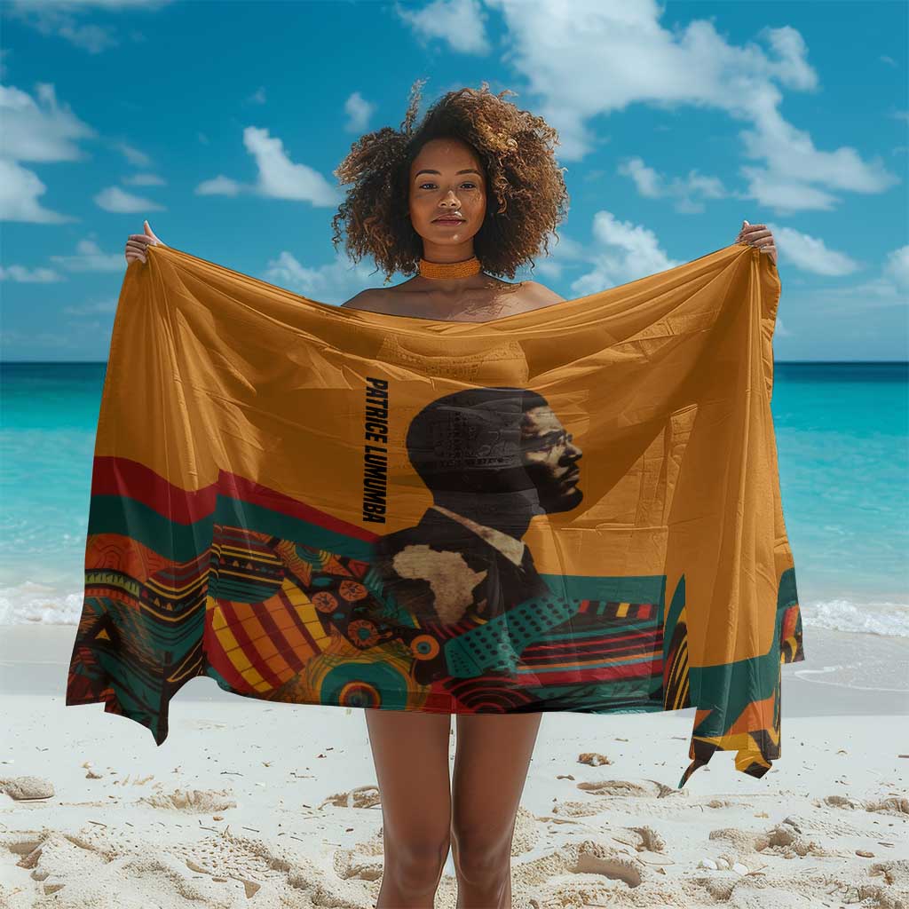 Patrice Lumumba Sarong with Profile Portrait and Bold Africa Will Rise Statement - African Pride