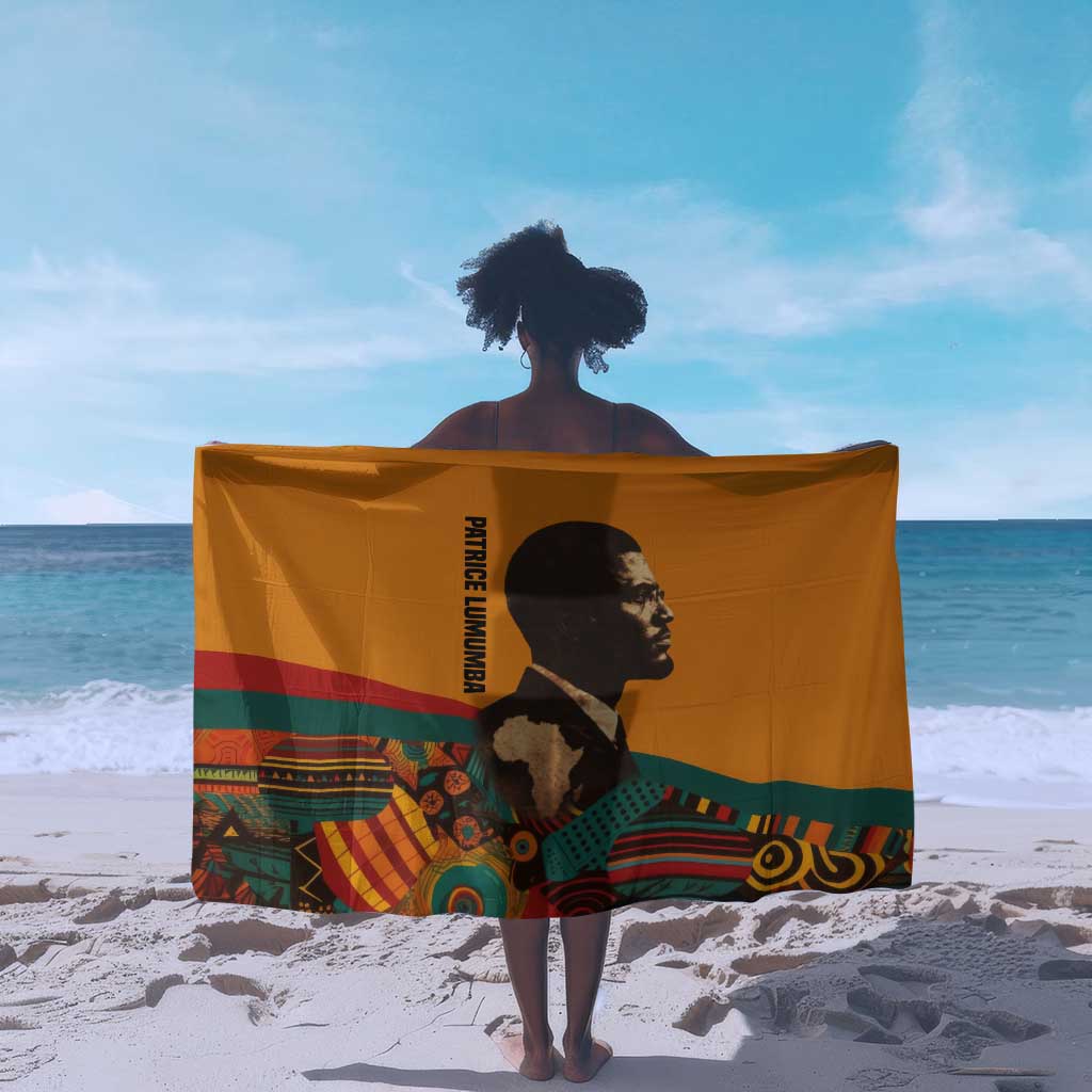 Patrice Lumumba Sarong with Profile Portrait and Bold Africa Will Rise Statement - African Pride