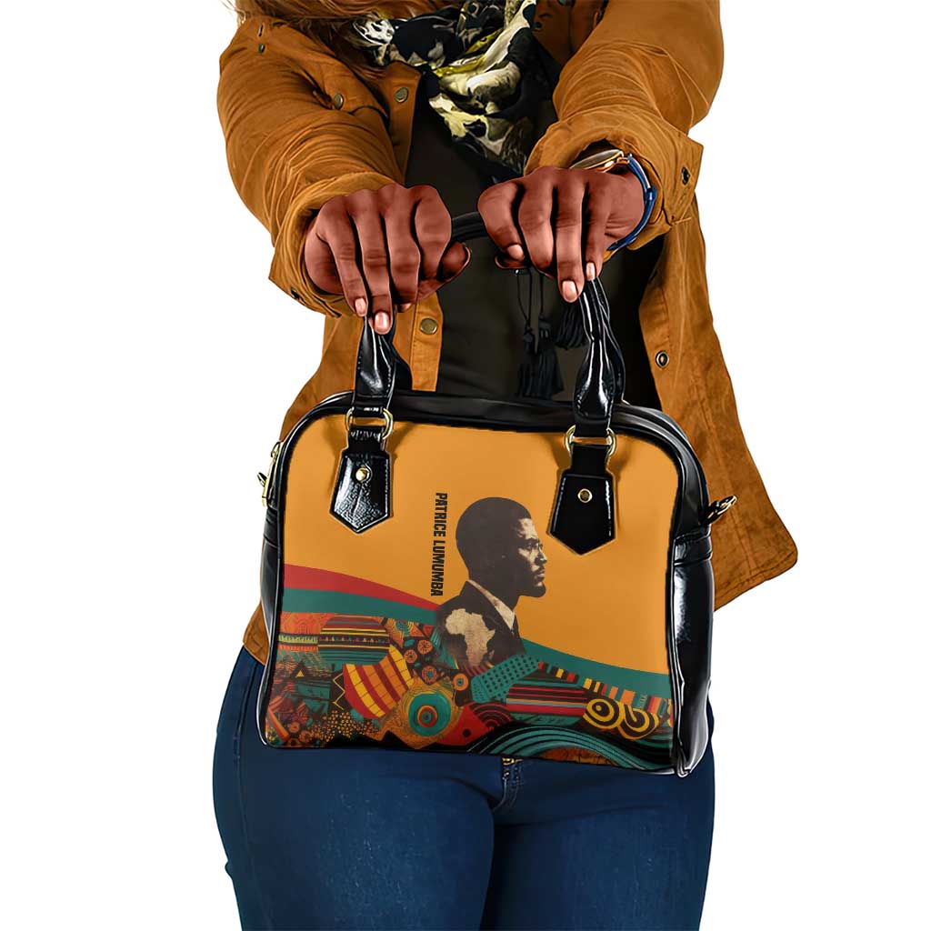 Patrice Lumumba Shoulder Handbag with Profile Portrait and Bold Africa Will Rise Statement - African Pride
