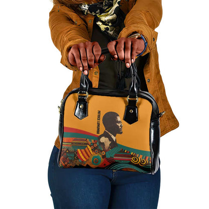 Patrice Lumumba Shoulder Handbag with Profile Portrait and Bold Africa Will Rise Statement - African Pride