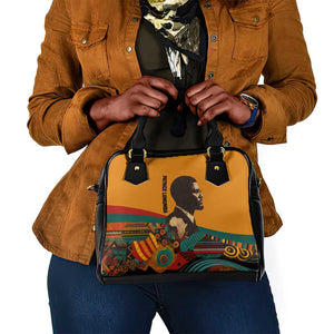 Patrice Lumumba Shoulder Handbag with Profile Portrait and Bold Africa Will Rise Statement - African Pride