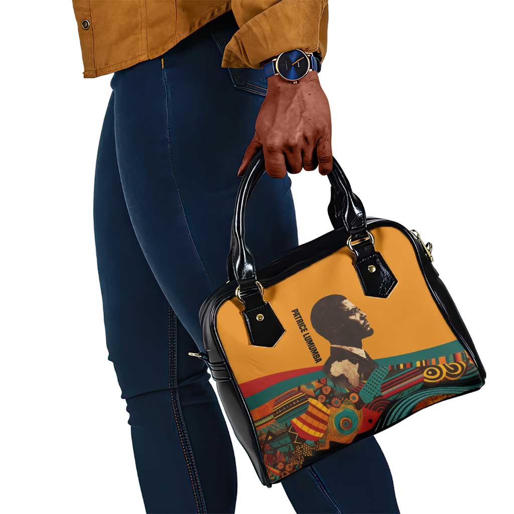 Patrice Lumumba Shoulder Handbag with Profile Portrait and Bold Africa Will Rise Statement - African Pride
