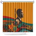 Patrice Lumumba Shower Curtain with Profile Portrait and Bold Africa Will Rise Statement - African Pride