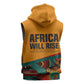 Patrice Lumumba Sleeveless Zip Hoodie with Profile Portrait and Bold Africa Will Rise Statement - African Pride