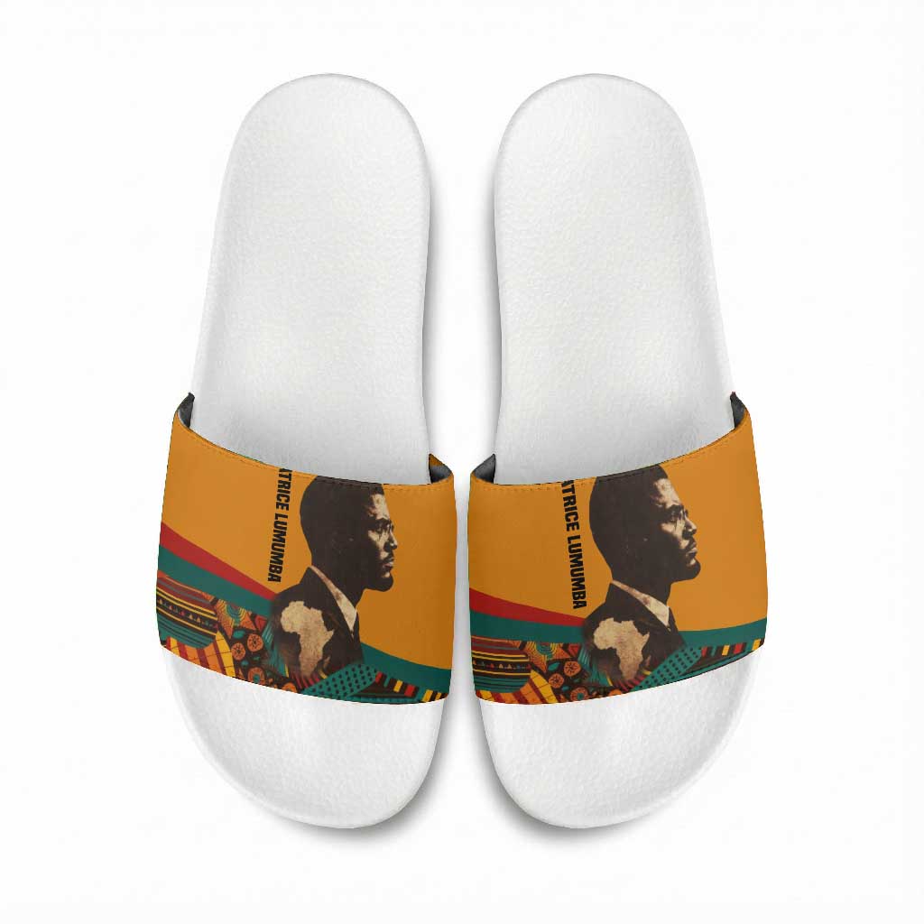 Patrice Lumumba Slide Sandals with Profile Portrait and Bold Africa Will Rise Statement - African Pride