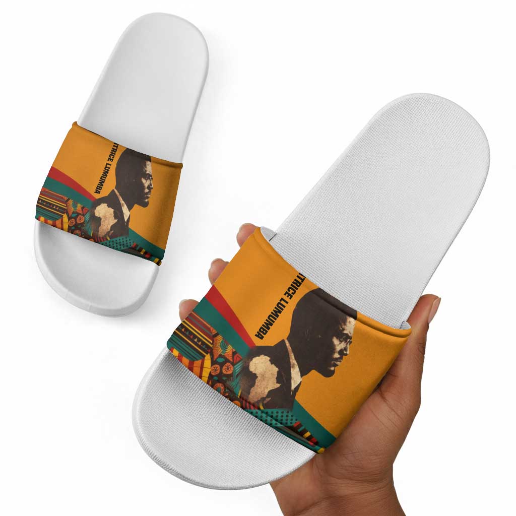 Patrice Lumumba Slide Sandals with Profile Portrait and Bold Africa Will Rise Statement - African Pride