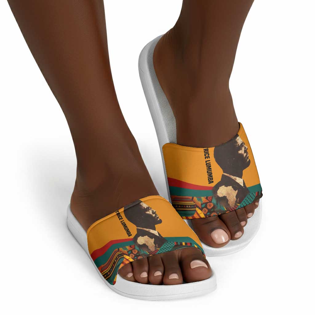 Patrice Lumumba Slide Sandals with Profile Portrait and Bold Africa Will Rise Statement - African Pride