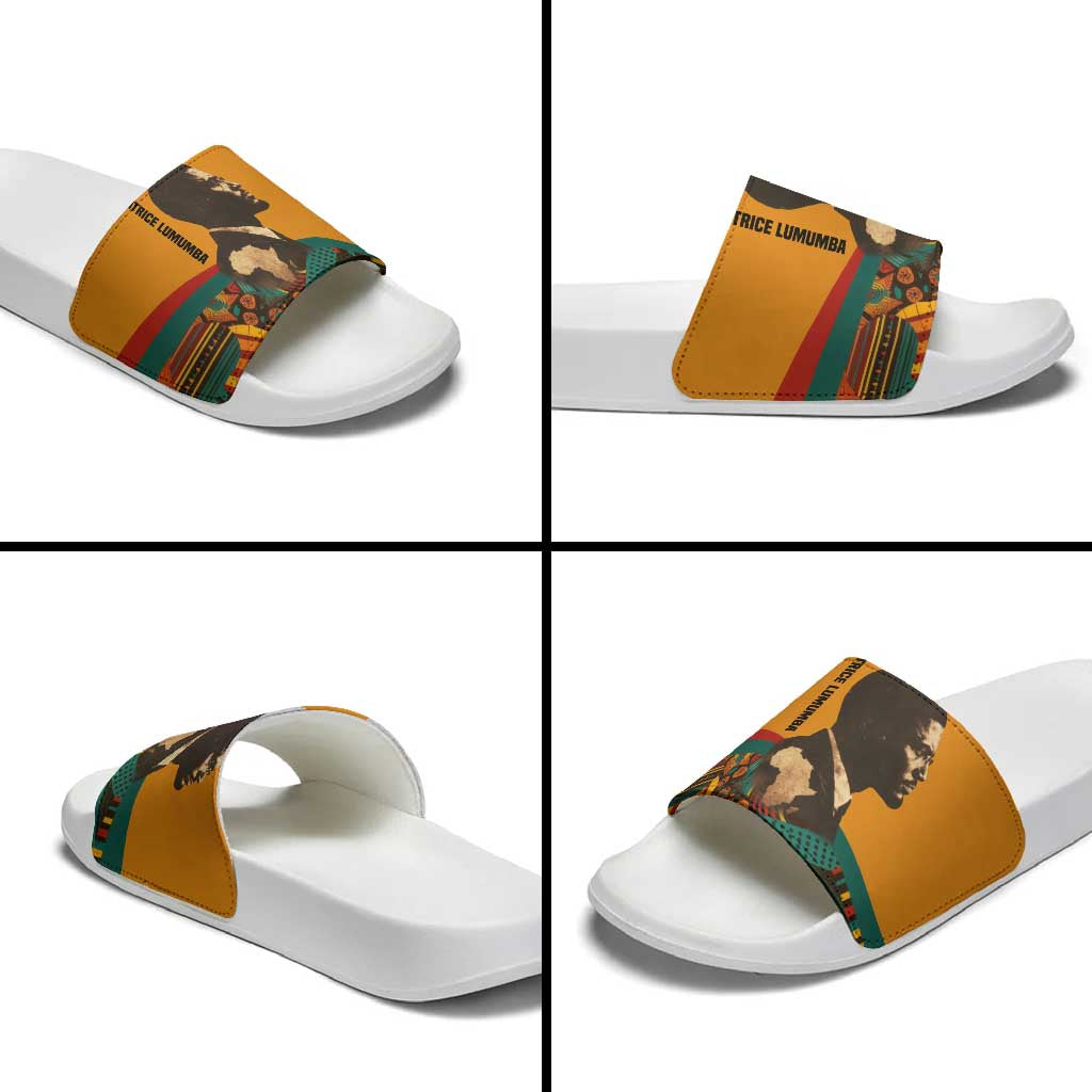 Patrice Lumumba Slide Sandals with Profile Portrait and Bold Africa Will Rise Statement - African Pride