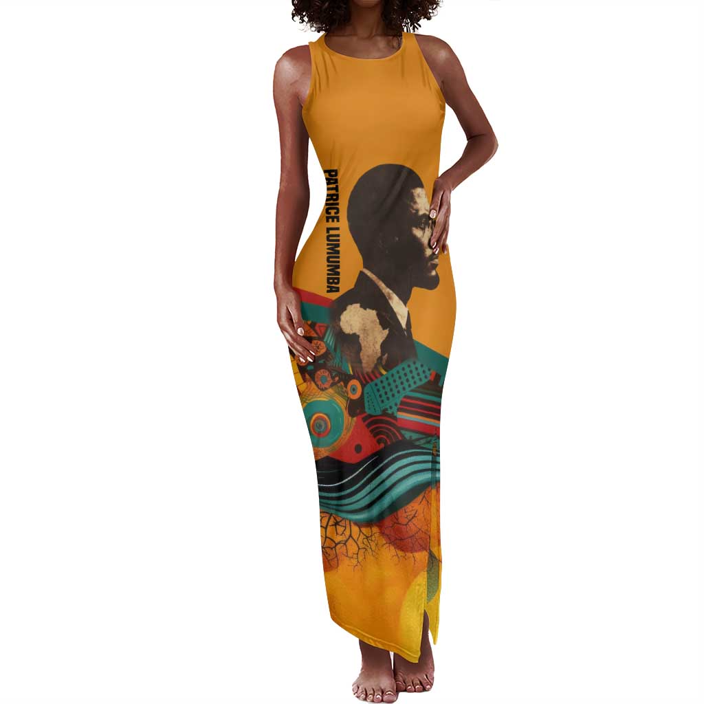 Patrice Lumumba Tank Maxi Dress with Profile Portrait and Bold Africa Will Rise Statement - African Pride