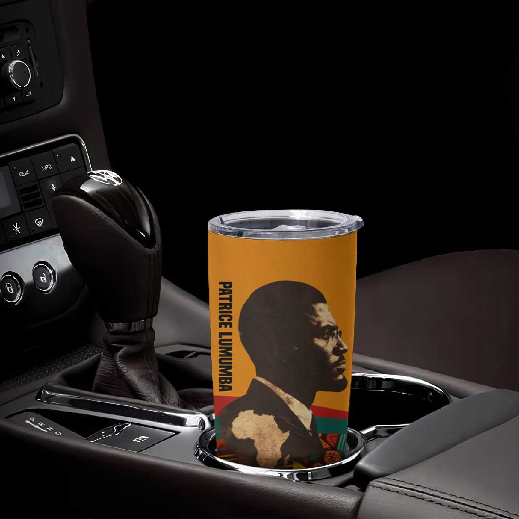 Patrice Lumumba Tumbler Cup with Profile Portrait and Bold Africa Will Rise Statement - African Pride