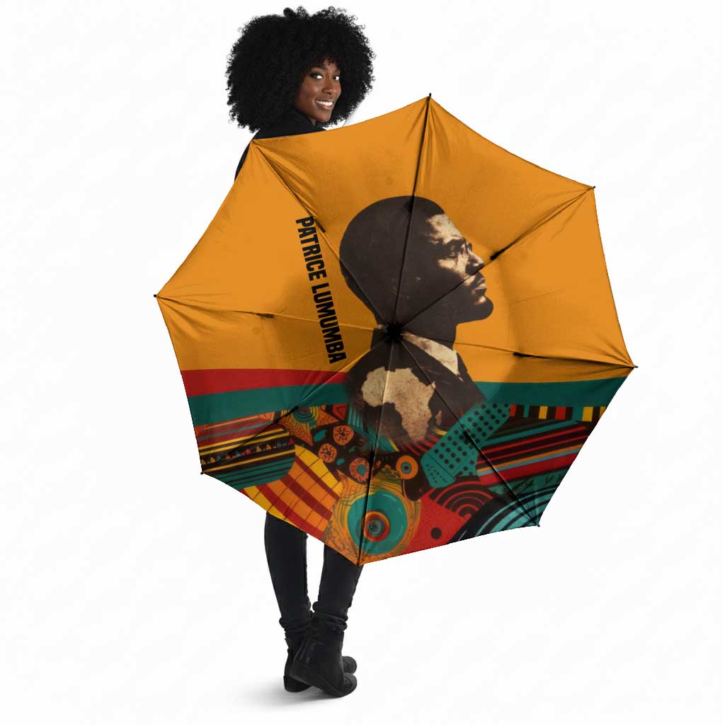Patrice Lumumba Umbrella with Profile Portrait and Bold Africa Will Rise Statement - African Pride