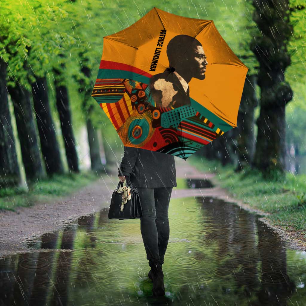 Patrice Lumumba Umbrella with Profile Portrait and Bold Africa Will Rise Statement - African Pride