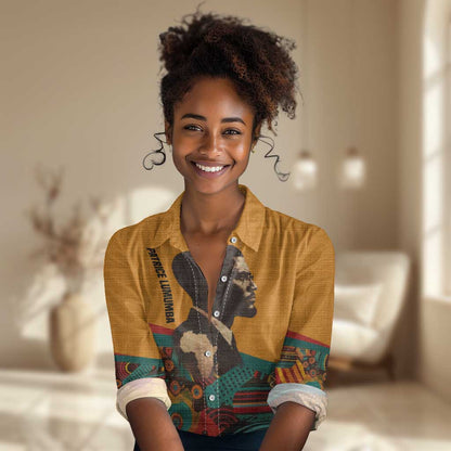 Patrice Lumumba Women Casual Shirt with Profile Portrait and Bold Africa Will Rise Statement - African Pride