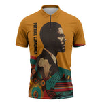 Patrice Lumumba Zipper Polo Shirt with Profile Portrait and Bold Africa Will Rise Statement - African Pride