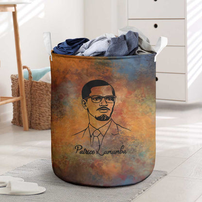 Patrice Lumumba Laundry Basket with Line Art Portrait and Truth Cannot Be Killed Inspirational Quote - African Pride