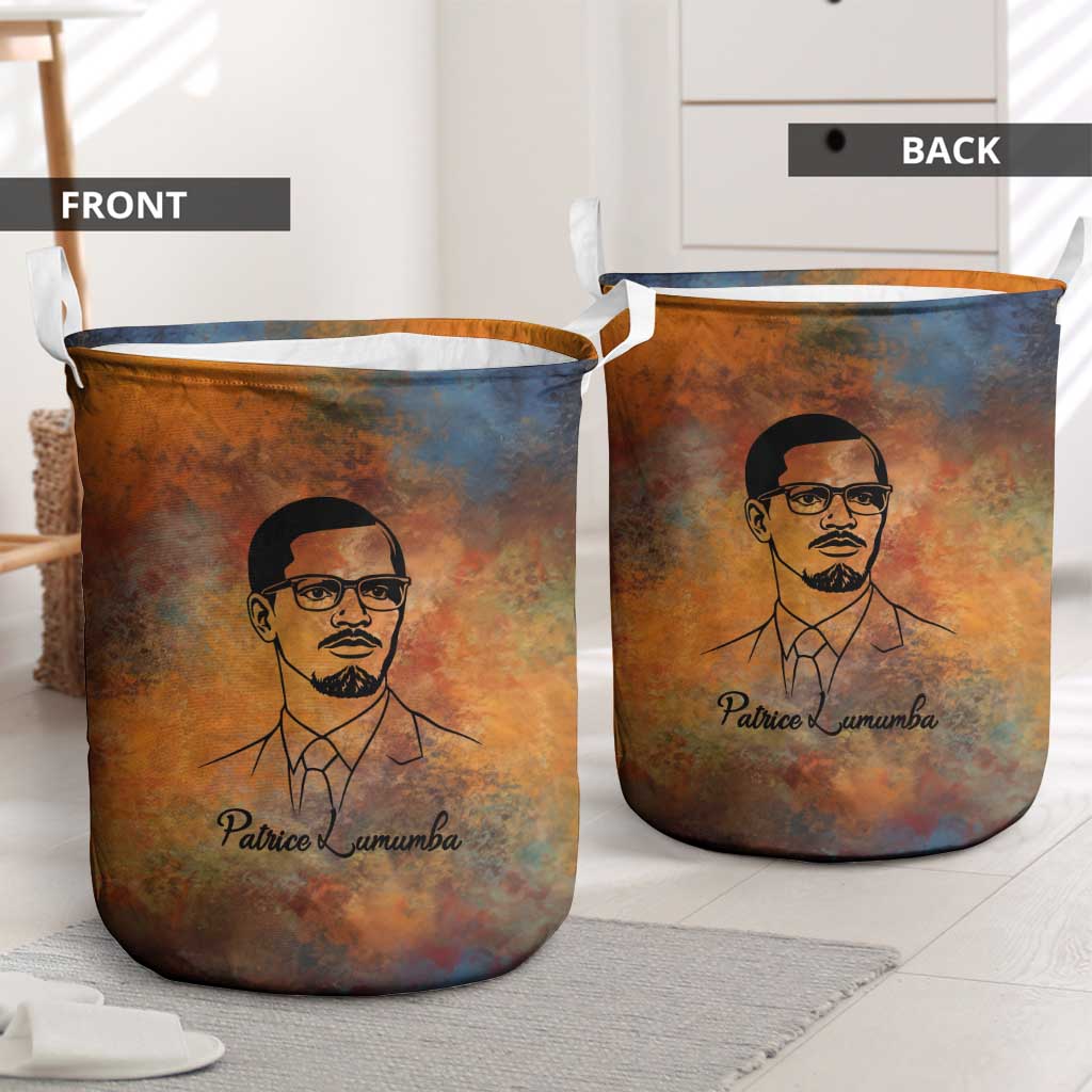 Patrice Lumumba Laundry Basket with Line Art Portrait and Truth Cannot Be Killed Inspirational Quote - African Pride